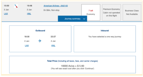 CapitalOne Transfer partner flight on AmericanAirlines